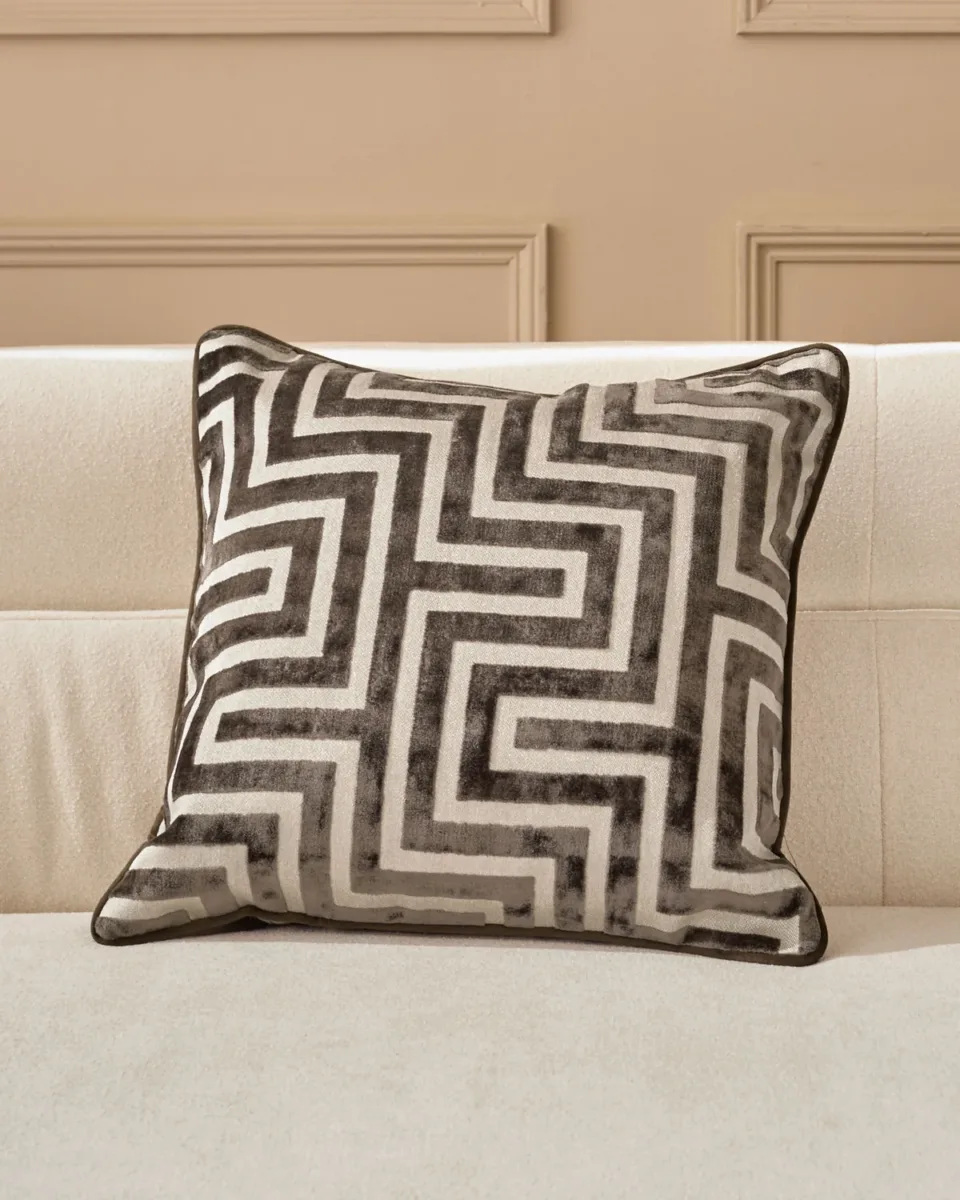 Imani chocolate medium velvet cushion
