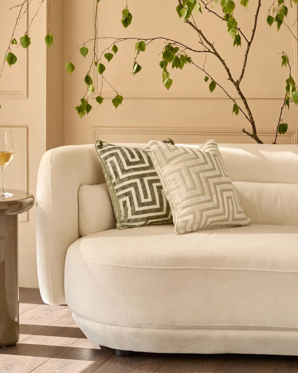 Imani ivory medium velvet cushion - Image 2