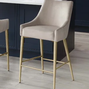 Juliana Champagne Velvet With Brushed Brass Bar Stool