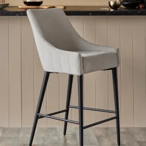 Juliana natural grey fabric bar stool