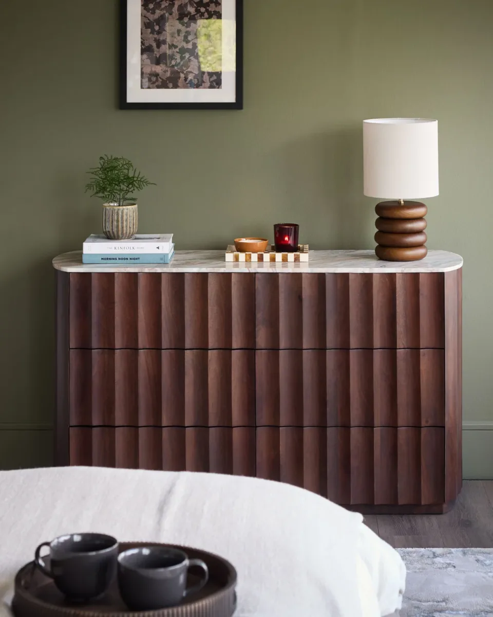 Juniper dark mango wood with toronto marble chest of drawers - Image 2