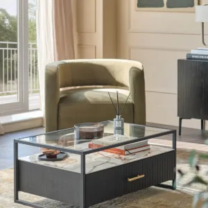 Kai glass and ceramic coffee table