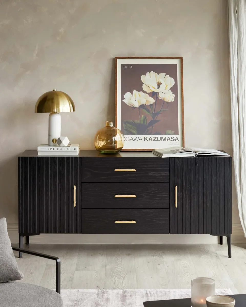 Kai Large Sideboard Black Oak with Brass - Image 3