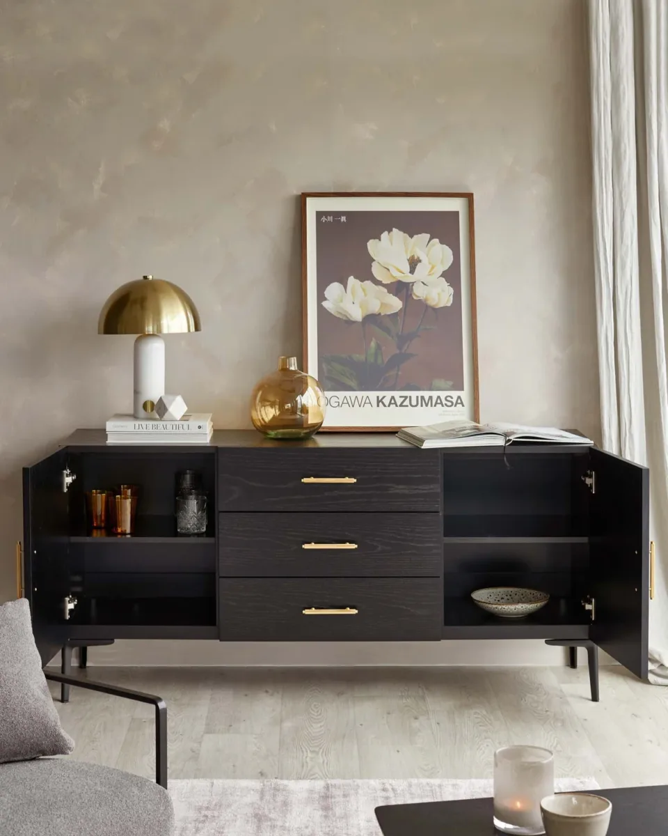Kai Large Sideboard Black Oak with Brass - Image 2