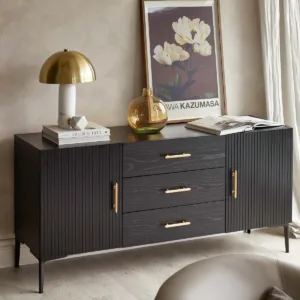 Kai Large Sideboard Black Oak with Brass