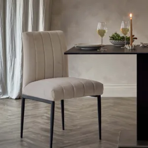 Kendra black metal dining chair champagne plush velvet - set of 2