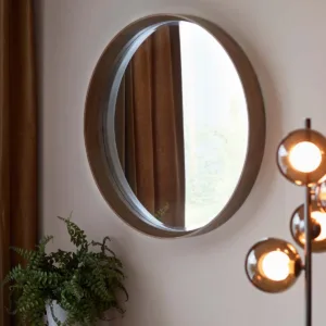 Kendrick Small Round Wall Mirror Walnut