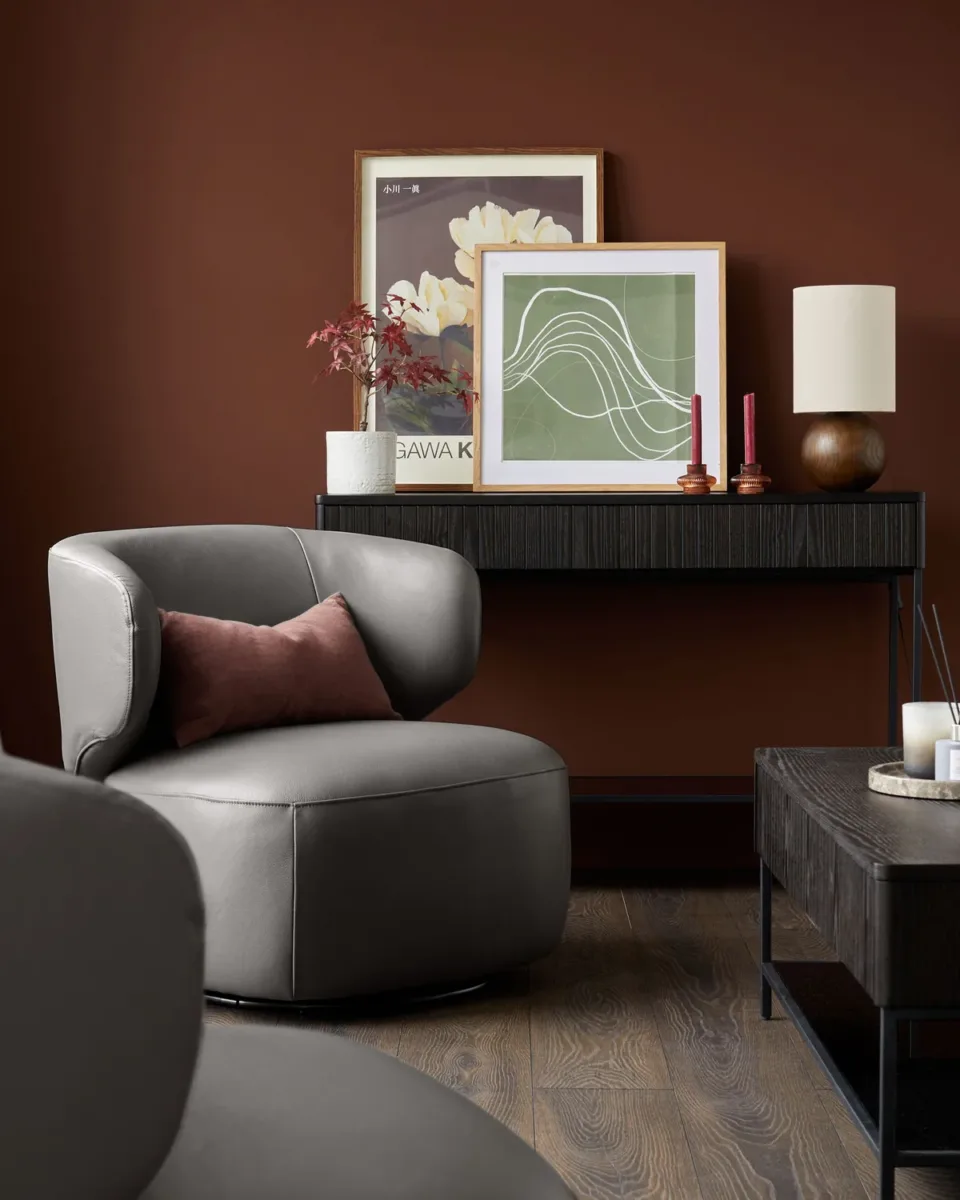 Landon dark grey leather swivel accent chair - Image 3