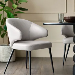 Landon Light Grey Leather Dining Chair