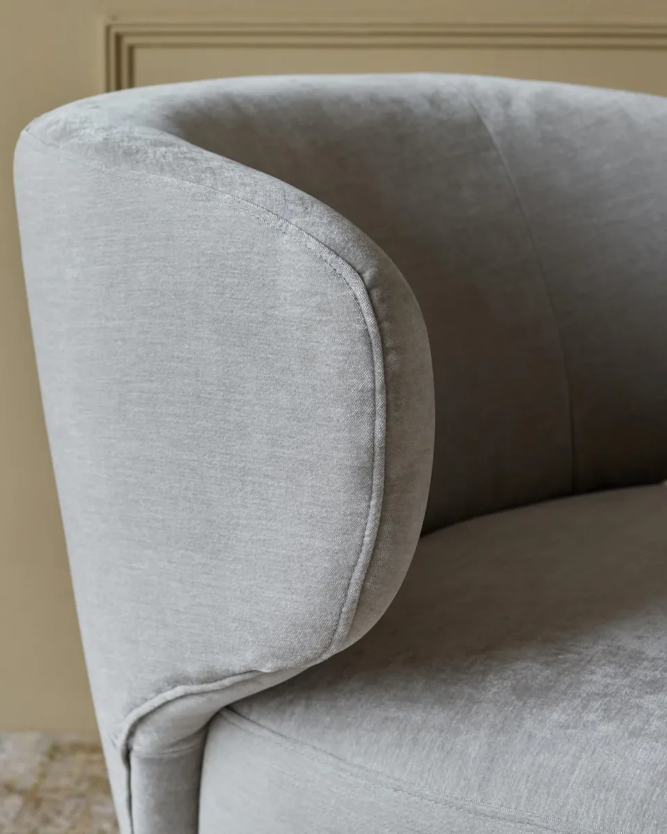 Landon light grey fabric swivel accent chair - Image 3
