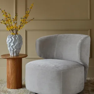 Landon light grey fabric swivel accent chair