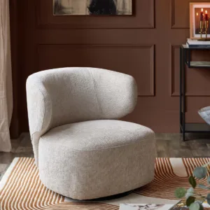 Landon natural fabric swivel accent chair