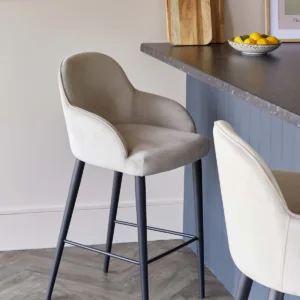 Lani Champagne Velvet Black Metal Bar Stool