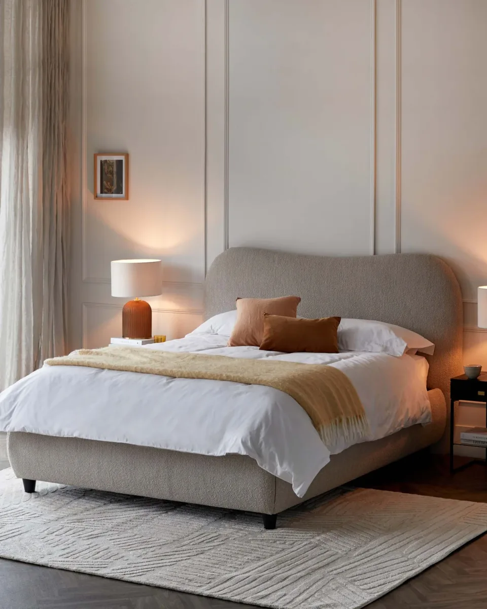 Lani Soft Natural Boucle Double Ottoman Storage Bed