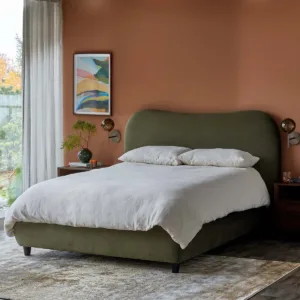 Lani olive green velvet double ottoman storage bed