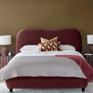 Lani plum velvet king size ottoman storage bed