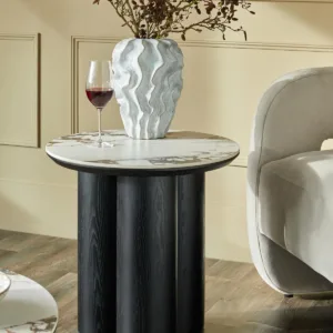 Lena white calacatta ceramic side table