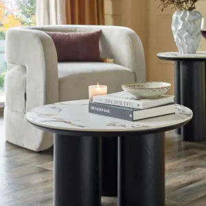 Lena white calacatta ceramic coffee table