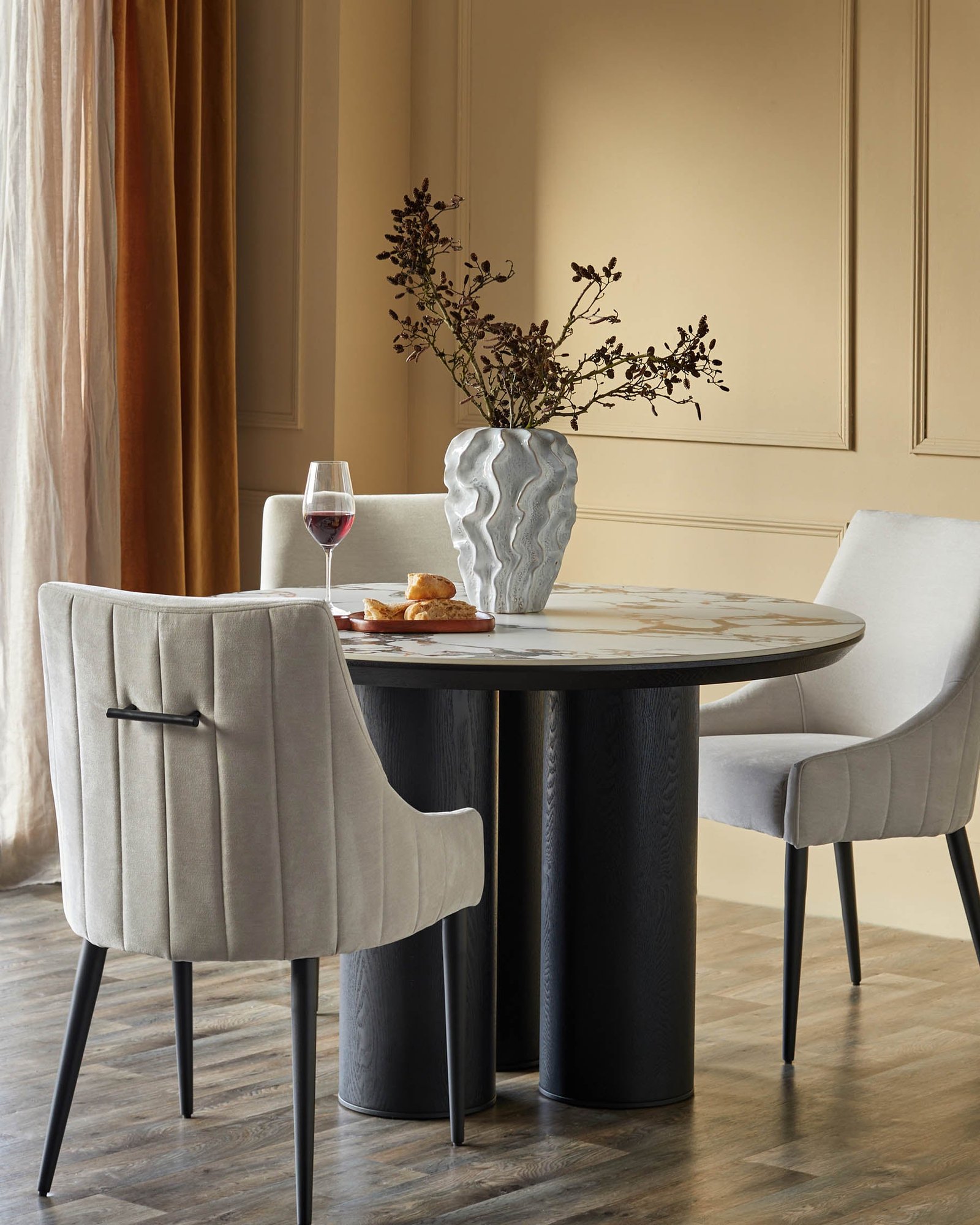 Lena white calacatta ceramic 4 seater dining table - Image 5