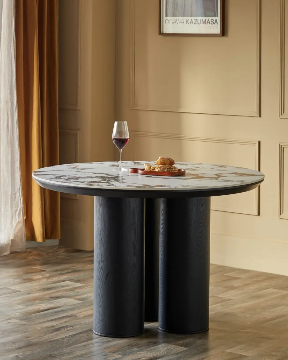 Lena white calacatta ceramic 4 seater dining table