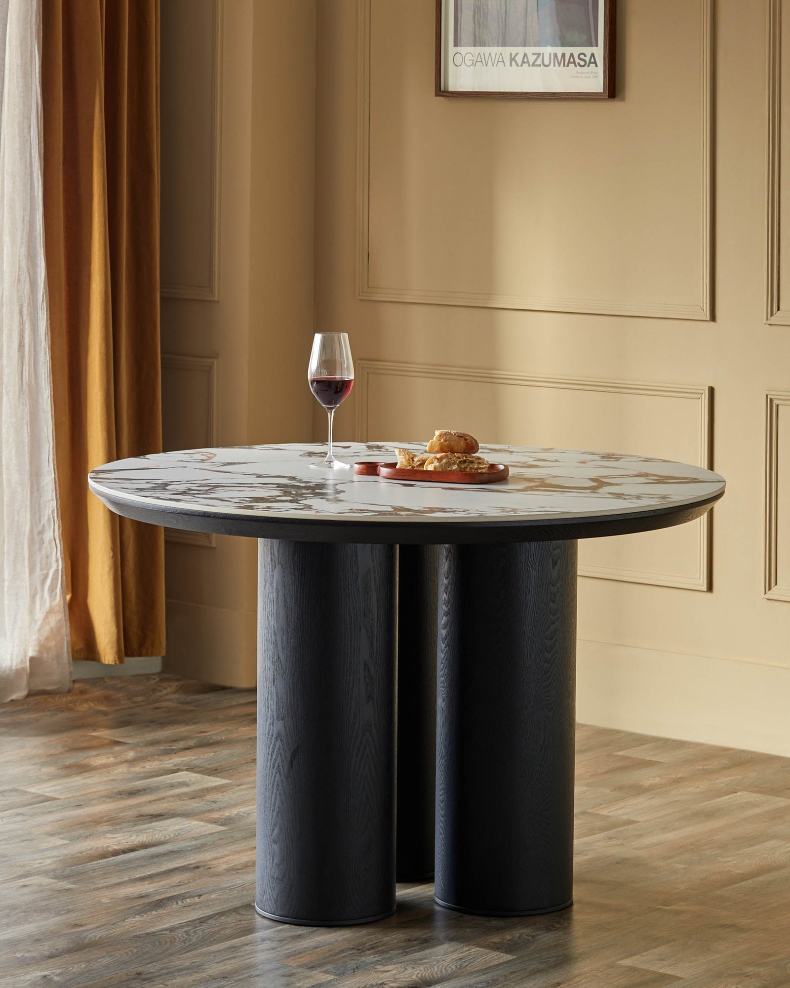 Lena white calacatta ceramic 4 seater dining table
