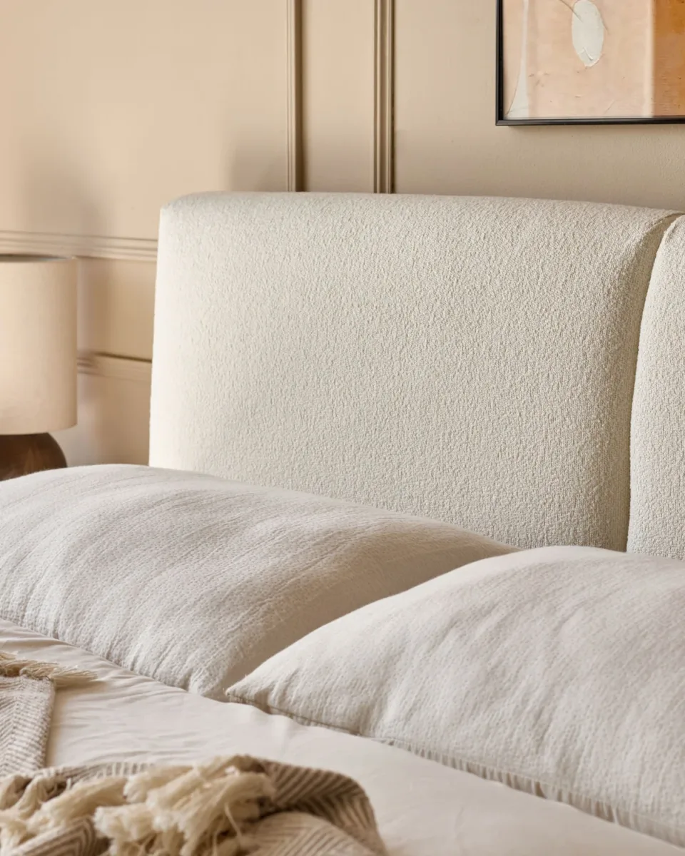 Leona Super King Ottoman Storage Bed Ivory Soft Boucle - Image 4