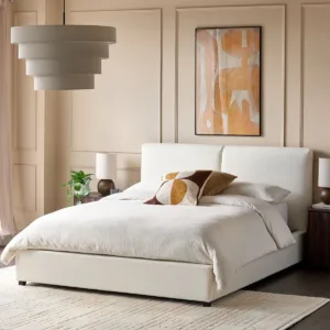 Leona Super King Ottoman Storage Bed Ivory Soft Boucle