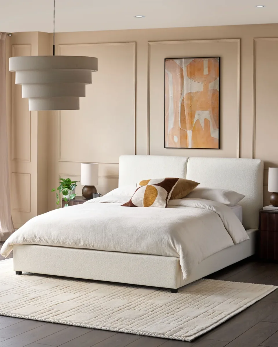Leona Super King Ottoman Storage Bed Ivory Soft Boucle