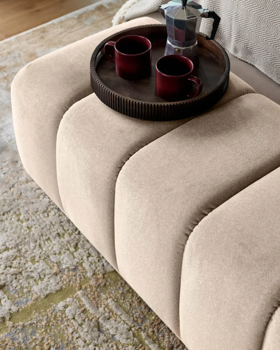 Lillian cream plush fabric bench - Image 4
