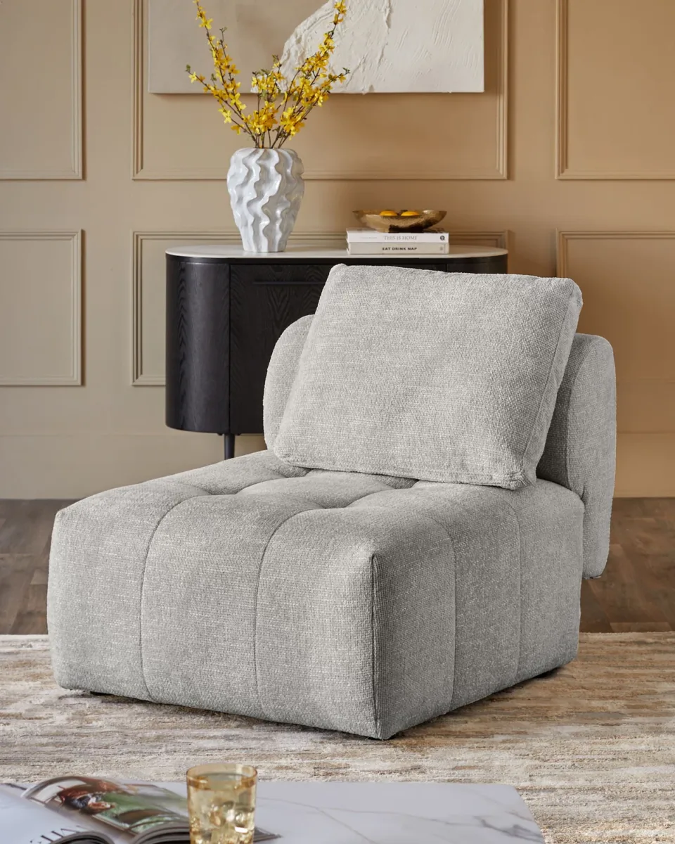 Lillian light grey fabric sofa module
