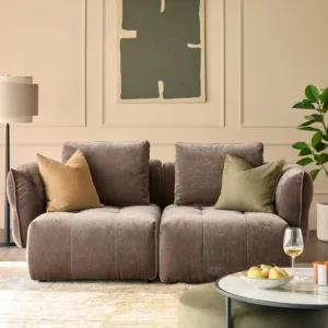 Lillian mocha fabric 2 seater sofa