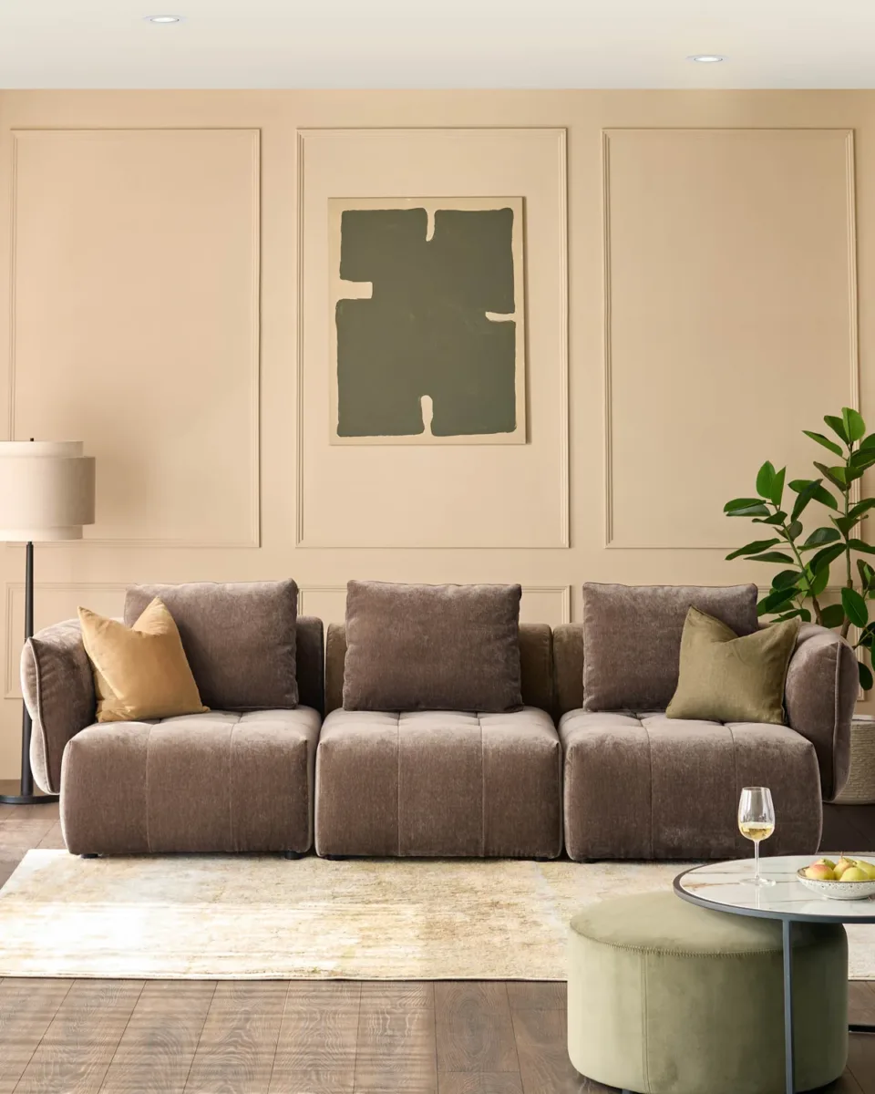 Lillian mocha fabric 3 seater sofa - Image 2