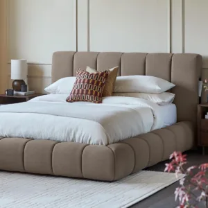 Lillian mocha fabric super king ottoman storage bed