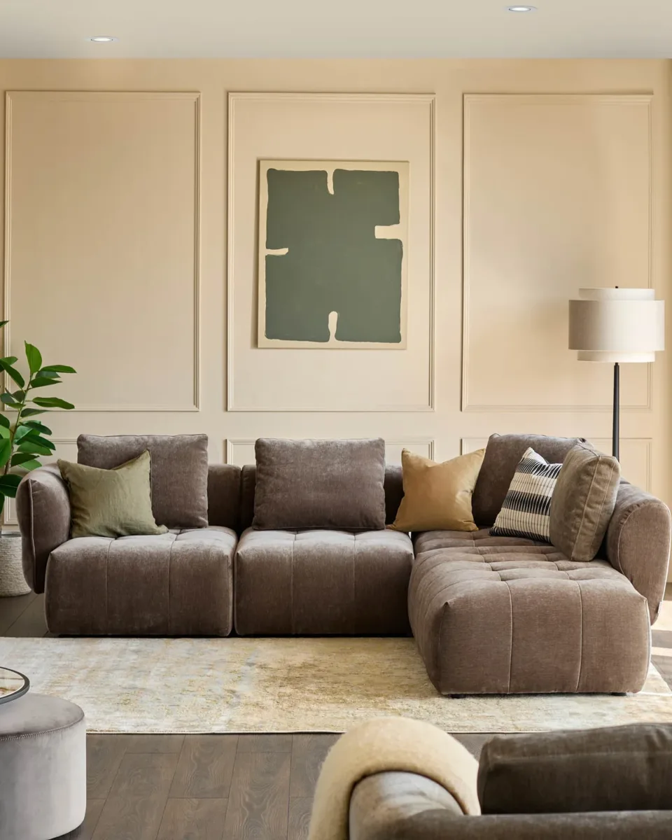 Lillian mocha fabric right hand corner chaise sofa - Image 3