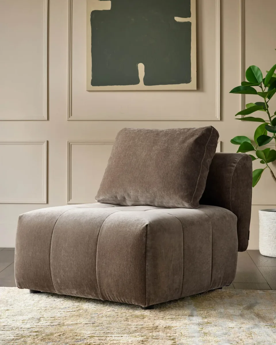 Lillian mocha fabric single sofa module