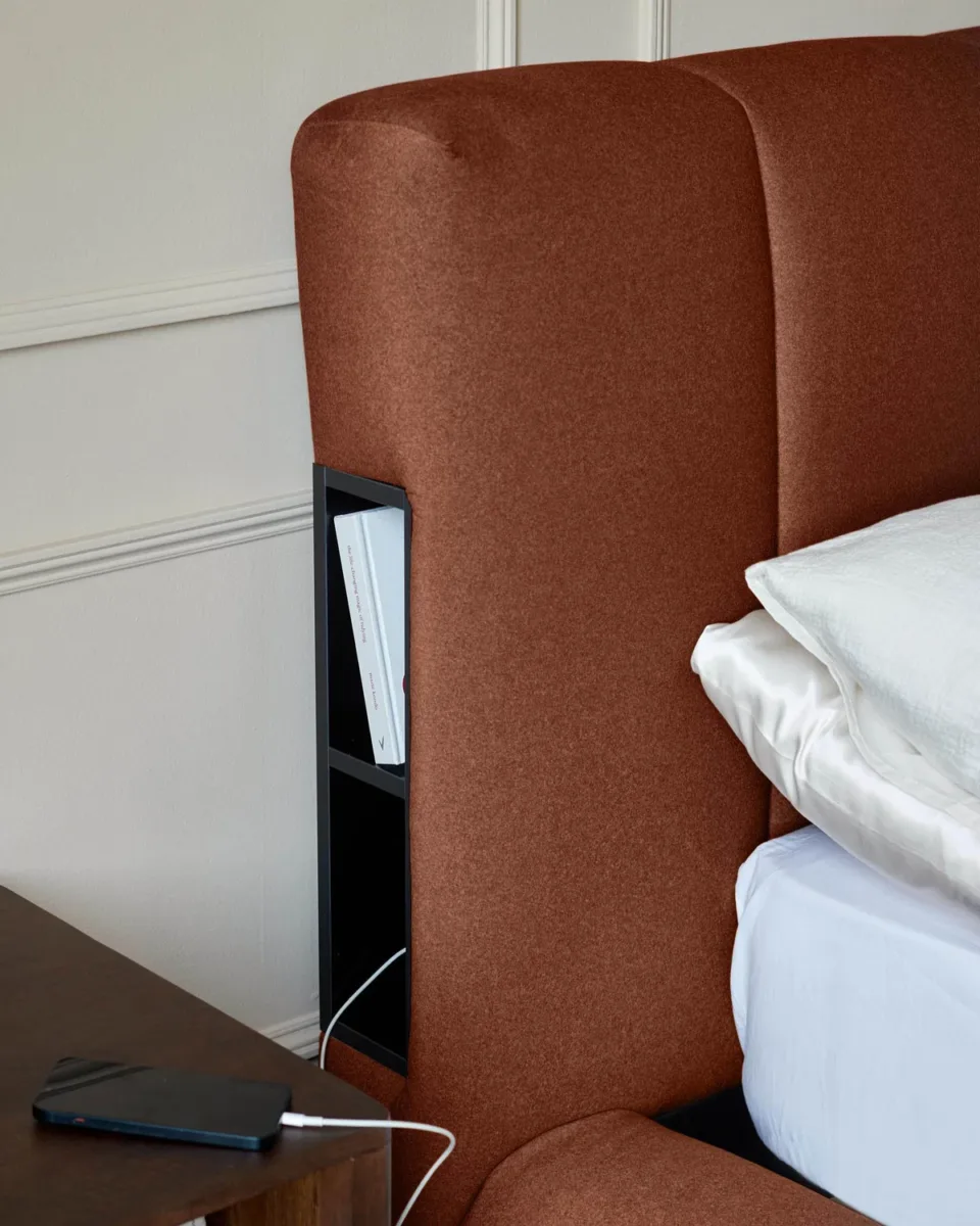 Lillian toffee red fabric super king size ottoman storage bed - Image 3