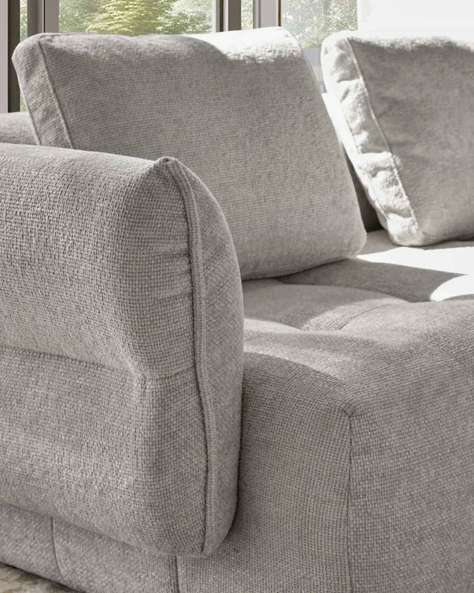 Lillian light grey fabric left hand small corner chaise sofa - Image 3