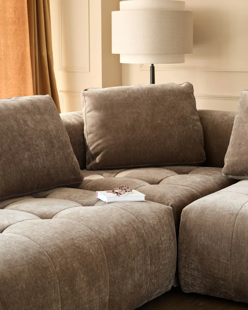 Lillian mocha fabric large corner sofa - Image 3