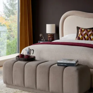 Lillian mocha plush fabric bench