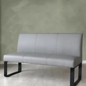 Loop 3 Seater Mid Grey & Black Leg Dining Bench With Backrest