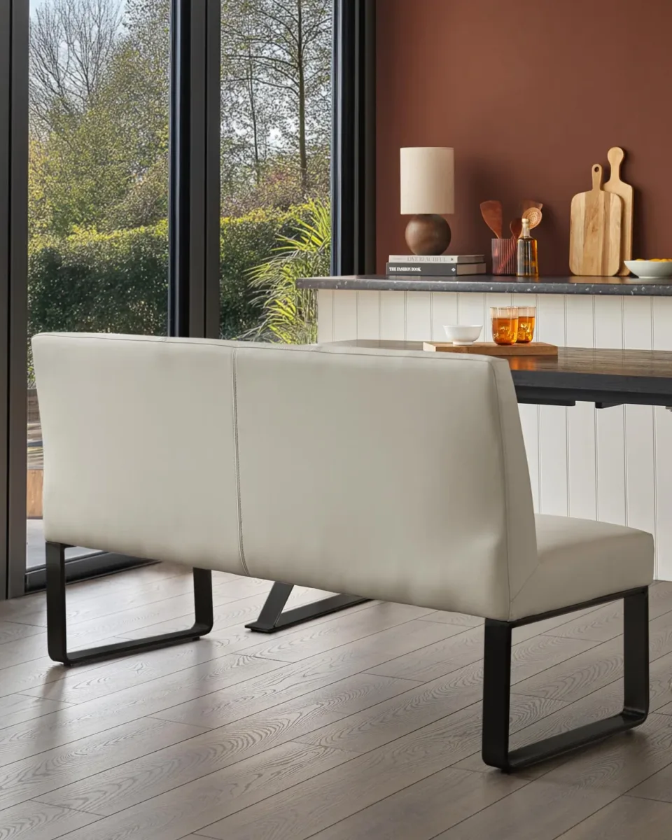 Loop Light Grey 3 Seater Dining Bench With Backrest - Image 2