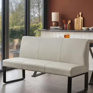 Loop Light Grey 3 Seater Dining Bench With Backrest