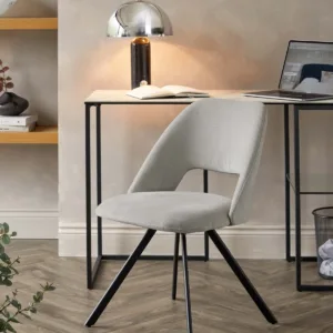 Lottie Swivel Black Metal Chair Mid Grey Soft Weave