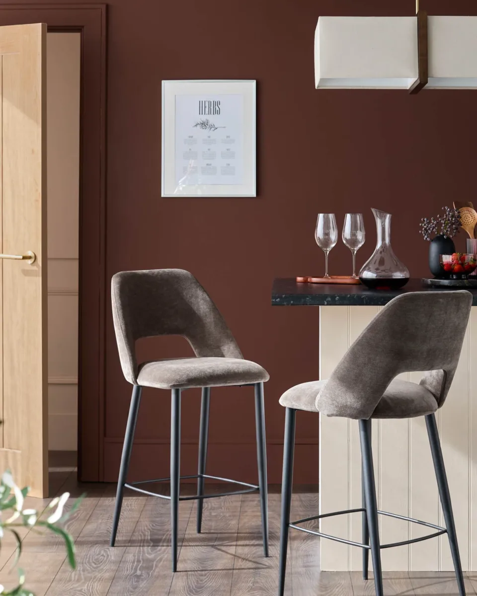 Lottie mocha fabric bar stool - Image 2