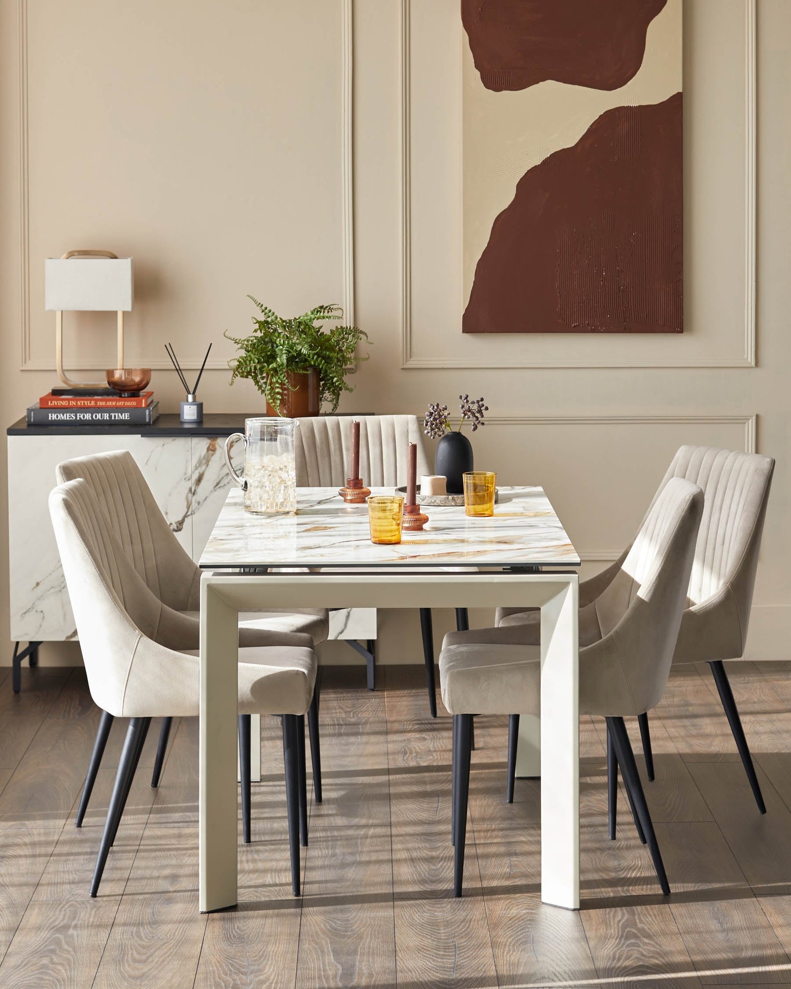 Louis natural ceramic extending 6 to 8 seater dining table - Image 6