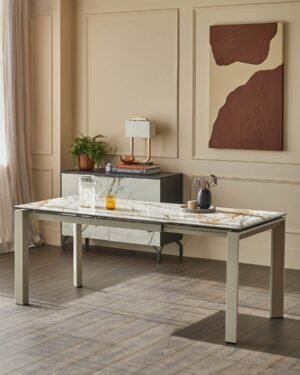 Louis natural ceramic extending 6 to 8 seater dining table