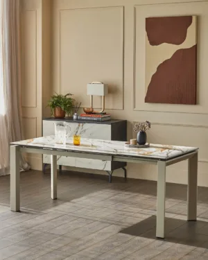 Louis natural ceramic extending 6 to 8 seater dining table