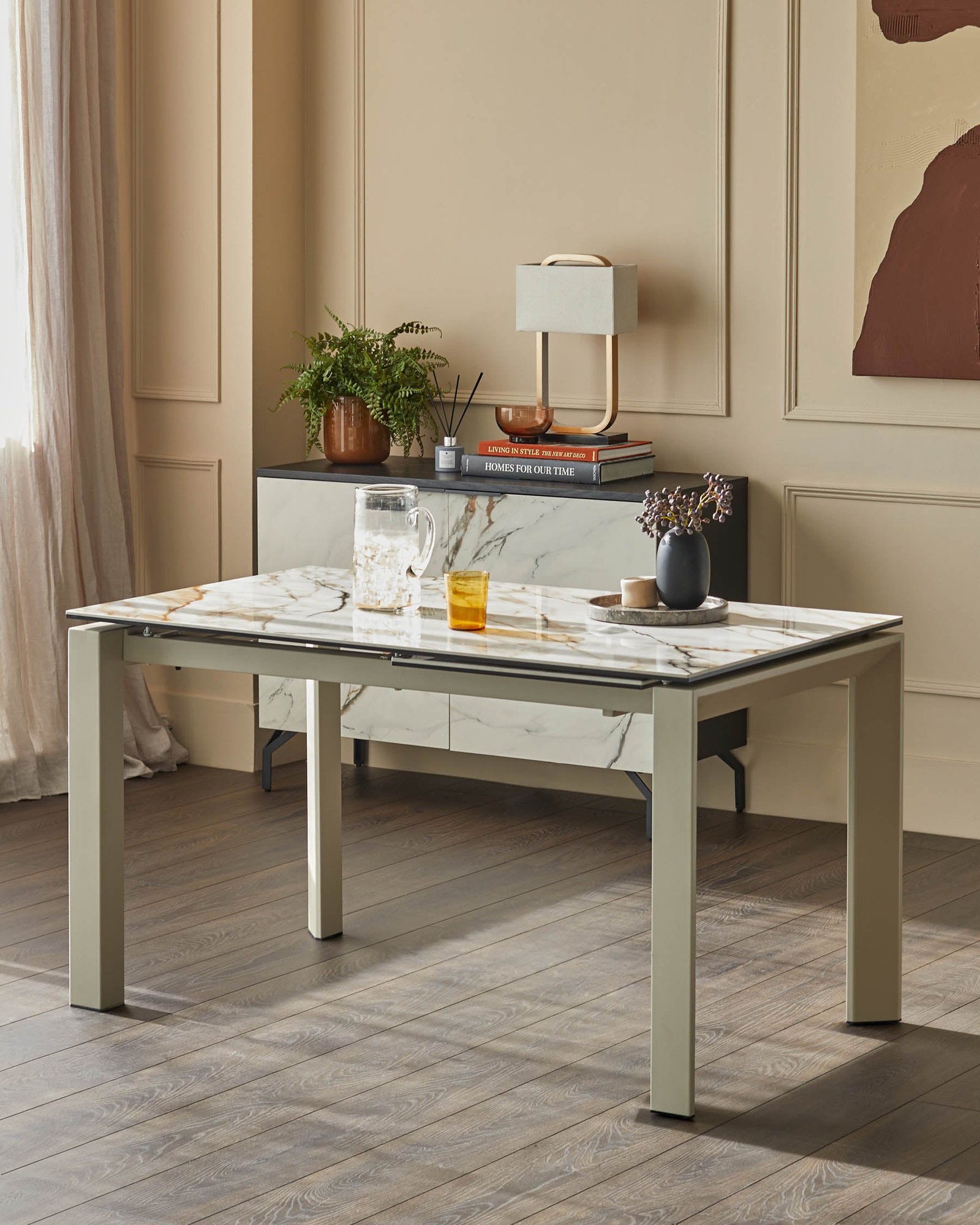 Louis natural ceramic extending 6 to 8 seater dining table - Image 2