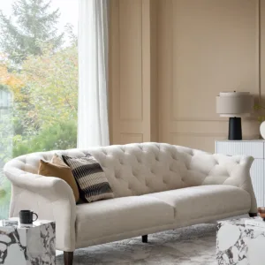 Luxe ivory chenille 3 seater sofa