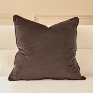 Luca chocolate large velvet cushion